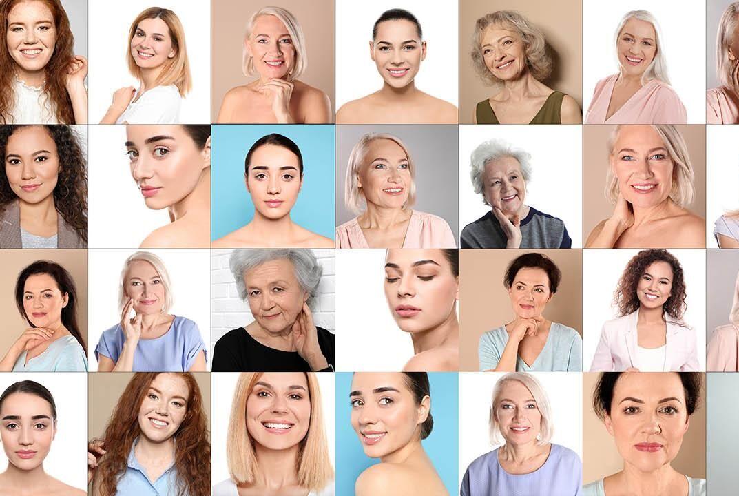 Woment Kohorte Auf dem Bild sind Fotos von 44 Frauen zu sehen.